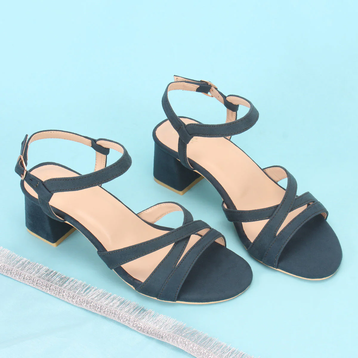 Womens "SAVON" Crossover Strap Block Heeled Sandals - Image 6