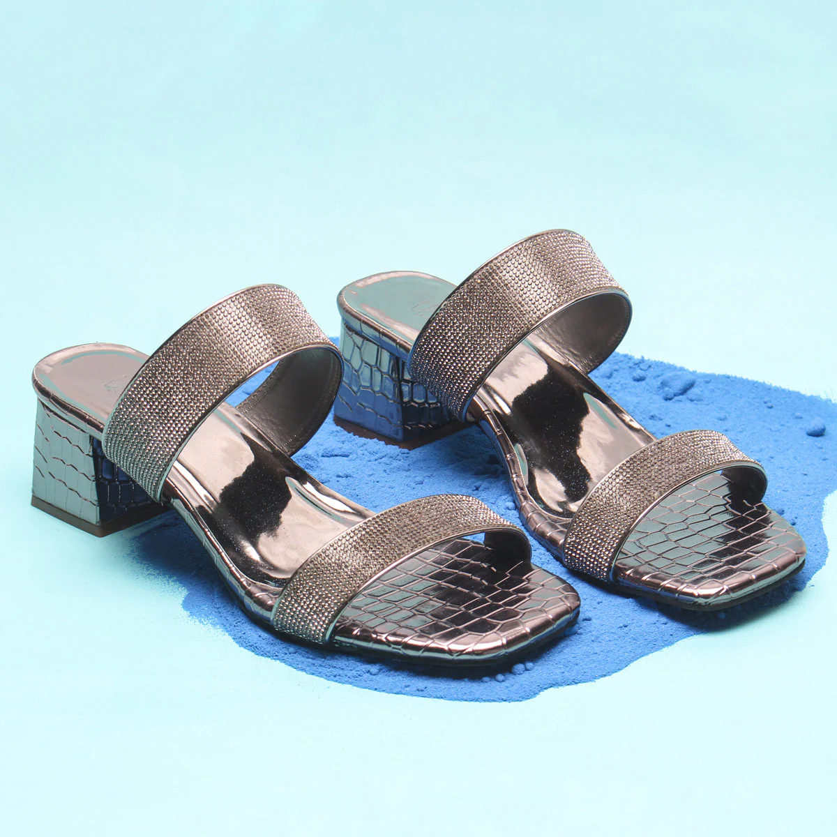 Womens "SEZEN" Block Heel Slide In Sandals - Image 6