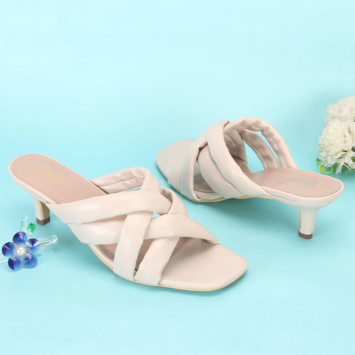 Womens "SHARALYINE" Crossover Slide In Summer Sandals - Image 6