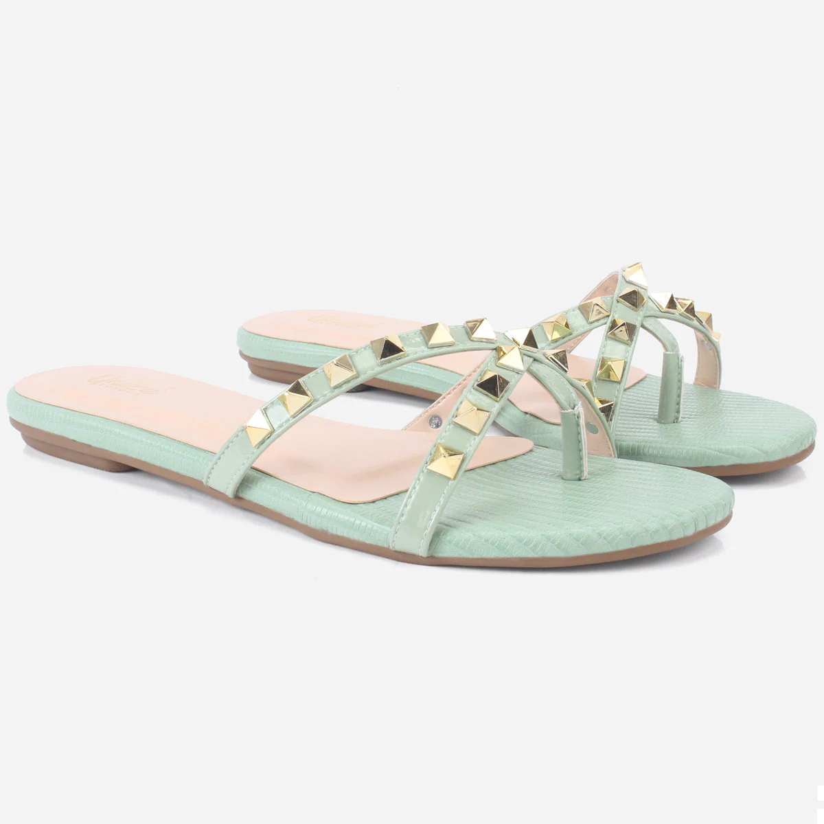 Womens "SKYLER" Stud Adorned Thong Summer Slippers - Image 2