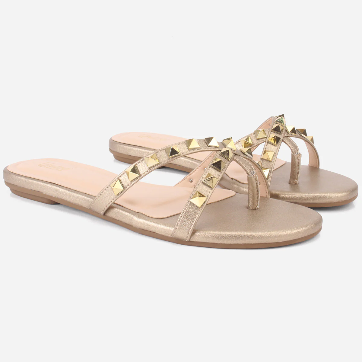 Womens "SKYLER" Stud Adorned Thong Summer Slippers - Image 2