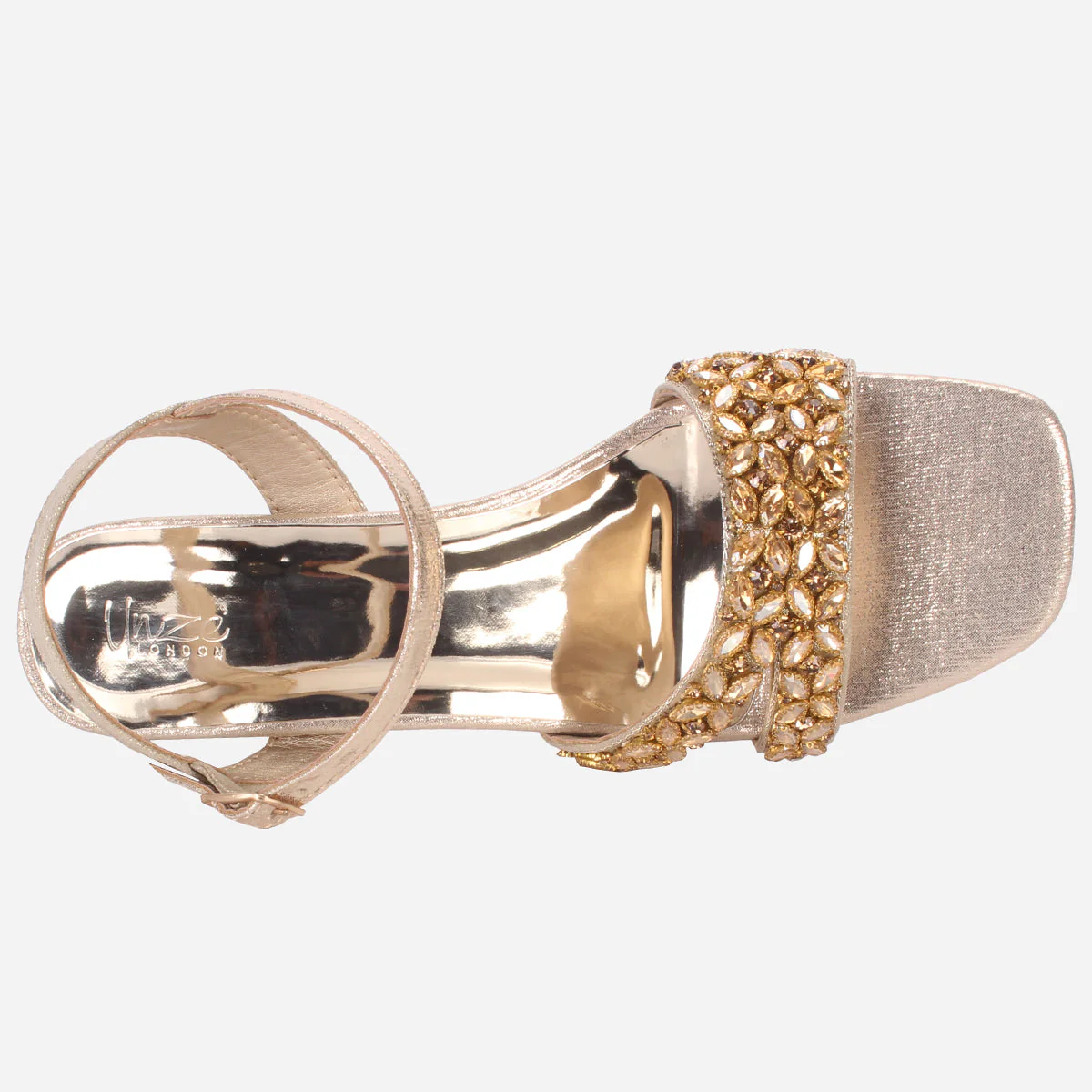 Womens "TAHIYA" Glitter Block Heel Sandals - Image 4