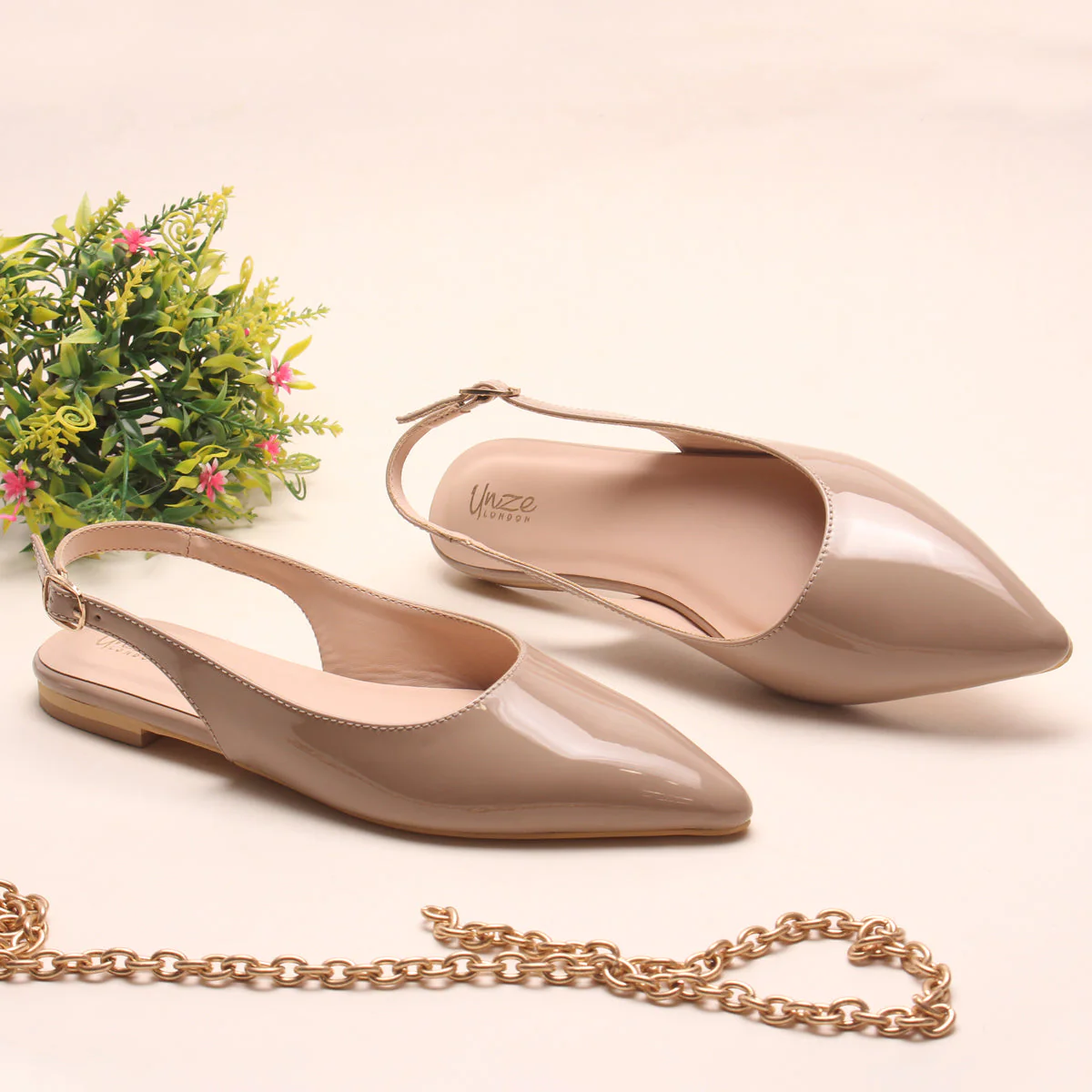 Women's "TAJEZWI" Patent Pointed Flat Shoes - Image 6