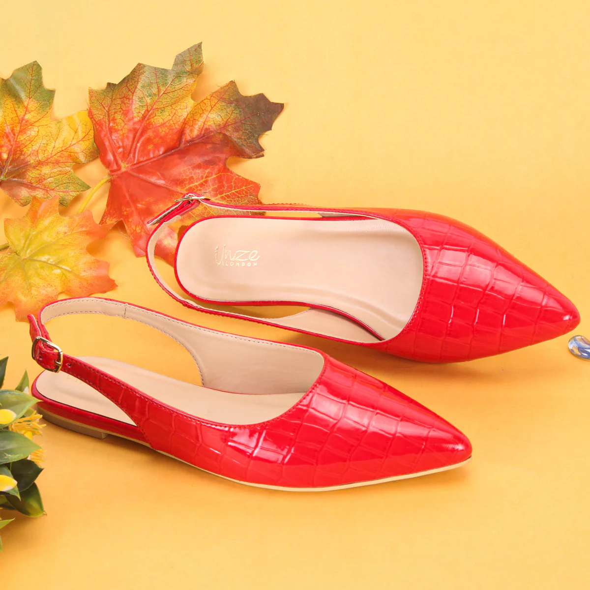 Women's "TAJEZWI" Patent Pointed Flat Shoes - Image 6