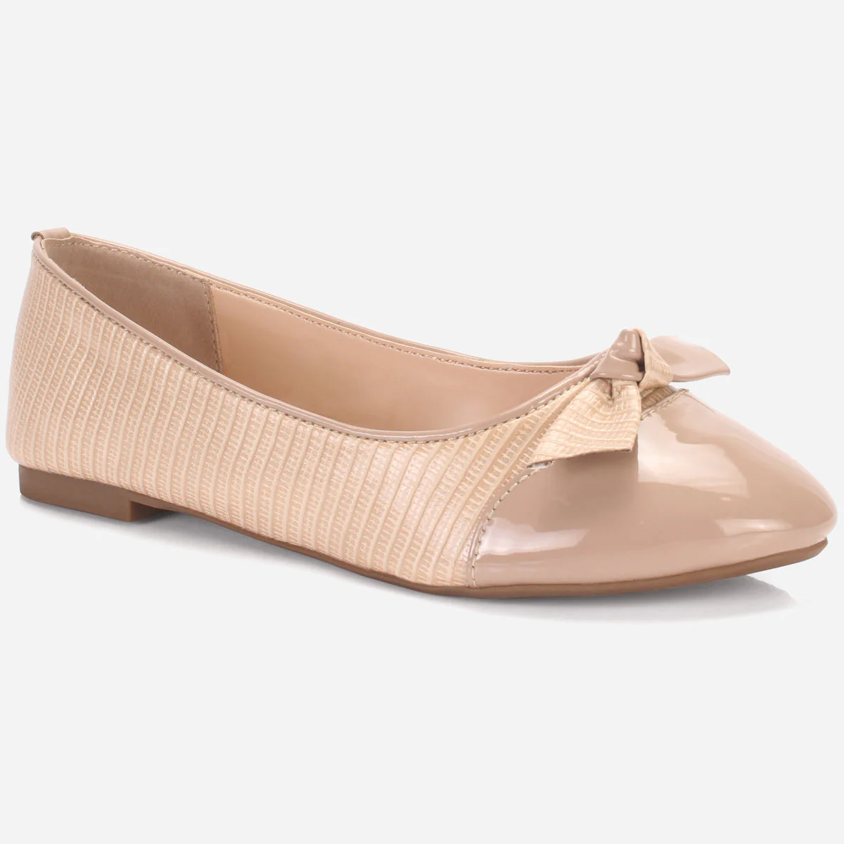 Womens "TIXIN" Flat Slide In Bow Detailing Pumps