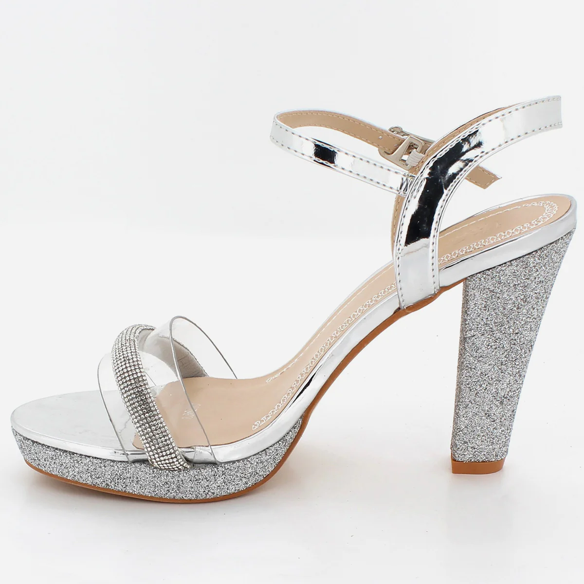 Womens "YUVA" Embellished Block Heel Slide-In Sandals - Image 4