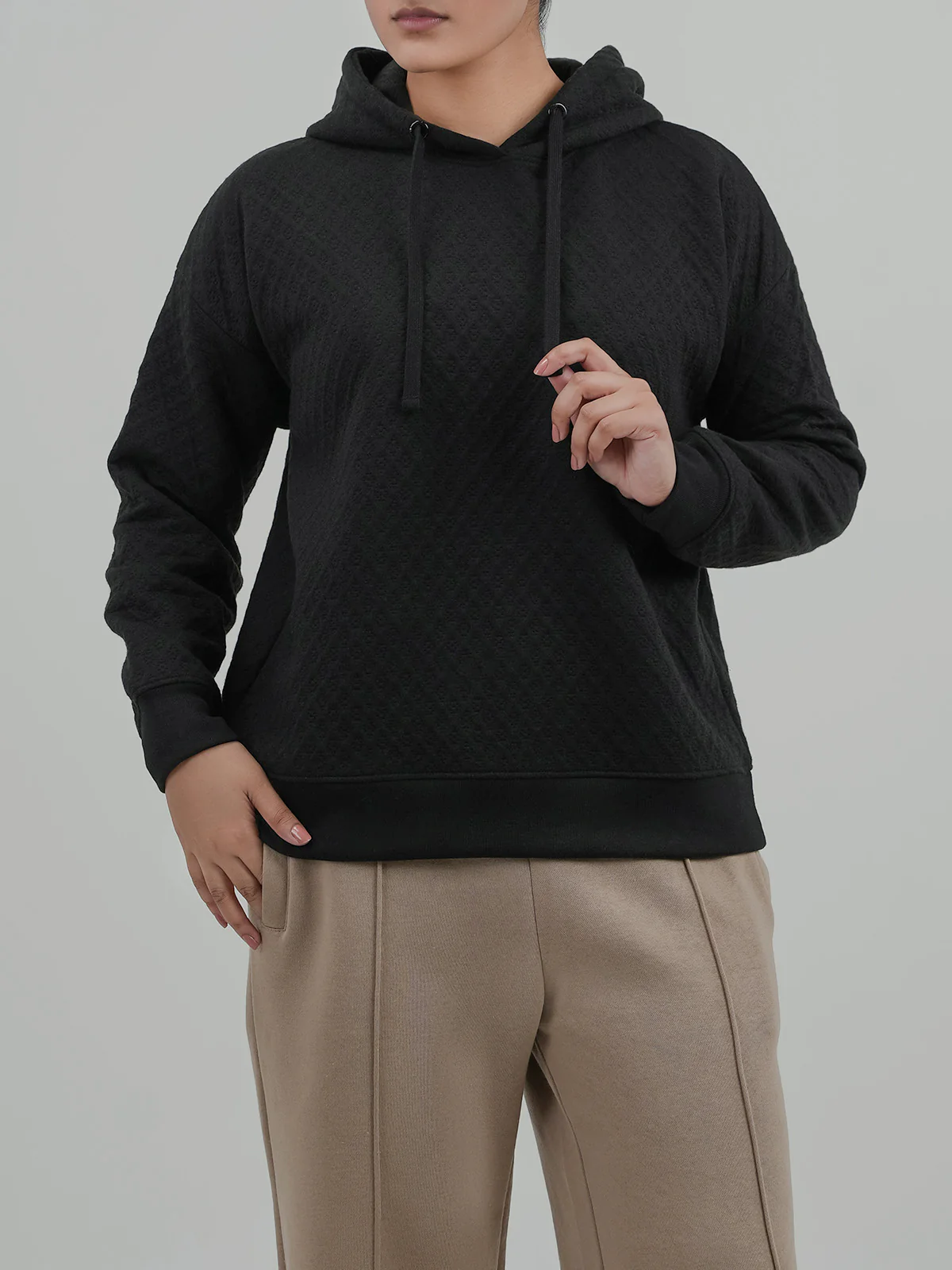 "YAPANY" Comfort Textured Fleece Hoodie